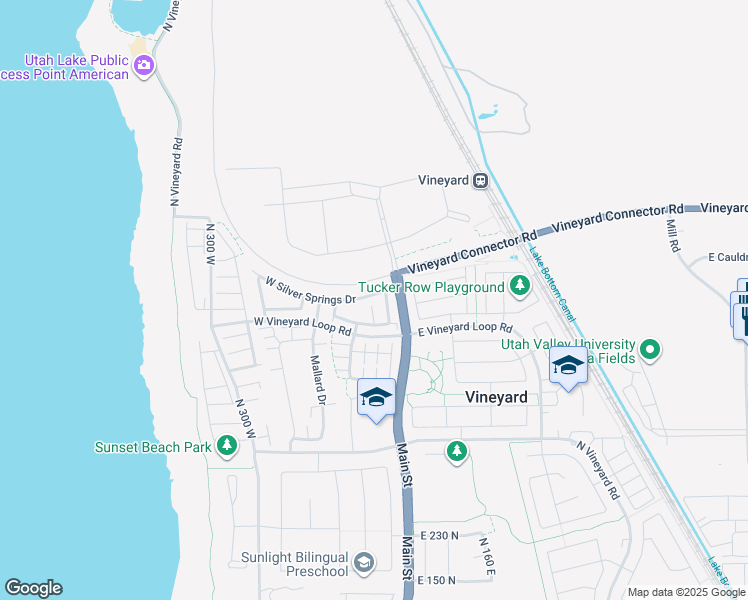 map of restaurants, bars, coffee shops, grocery stores, and more near 34 West Silver Springs Drive in Vineyard