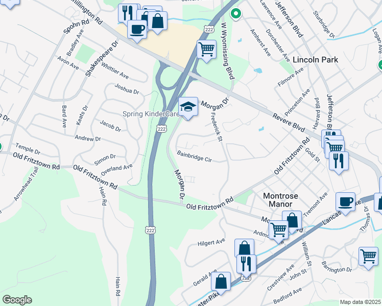 map of restaurants, bars, coffee shops, grocery stores, and more near 113 Canberra Court in Sinking Spring