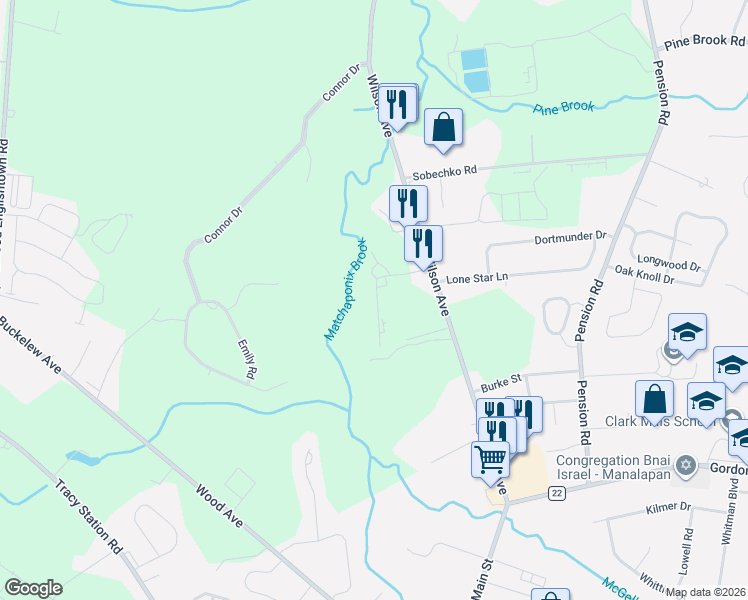 map of restaurants, bars, coffee shops, grocery stores, and more near 11 Herbert Drive in Manalapan Township