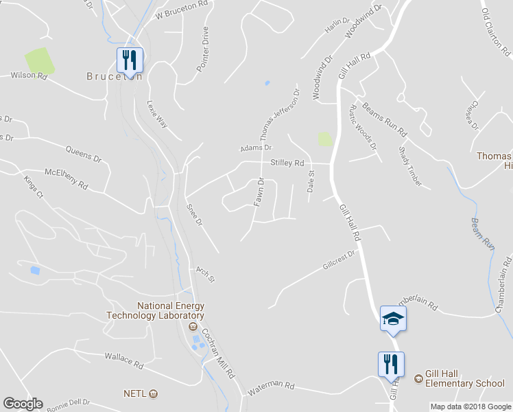 map of restaurants, bars, coffee shops, grocery stores, and more near 191 Fawn Drive in Jefferson Hills
