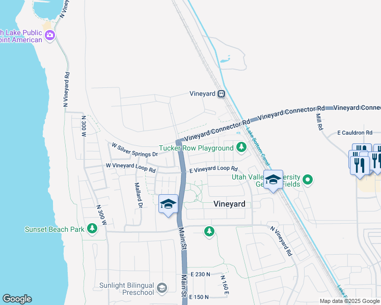 map of restaurants, bars, coffee shops, grocery stores, and more near 37 East 670 North Street in Vineyard