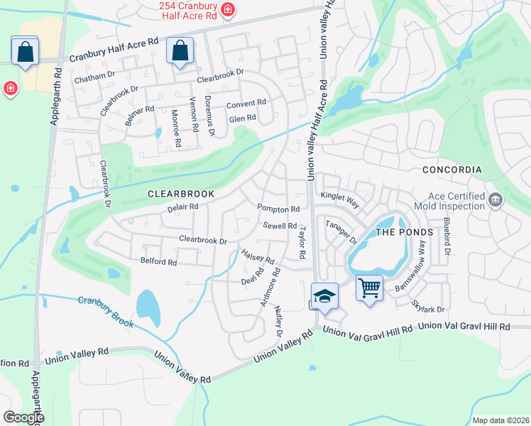 map of restaurants, bars, coffee shops, grocery stores, and more near 742A Pompton Road in Monroe Township