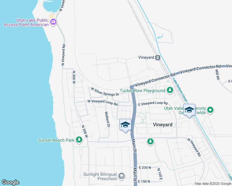 map of restaurants, bars, coffee shops, grocery stores, and more near 94 West Silver Springs Drive in Vineyard