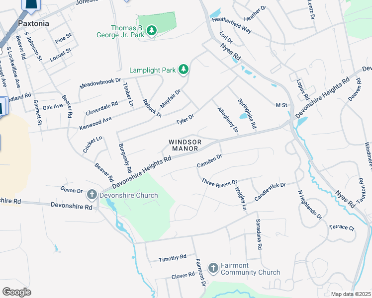 map of restaurants, bars, coffee shops, grocery stores, and more near 5940 Devonshire Heights Road in Harrisburg