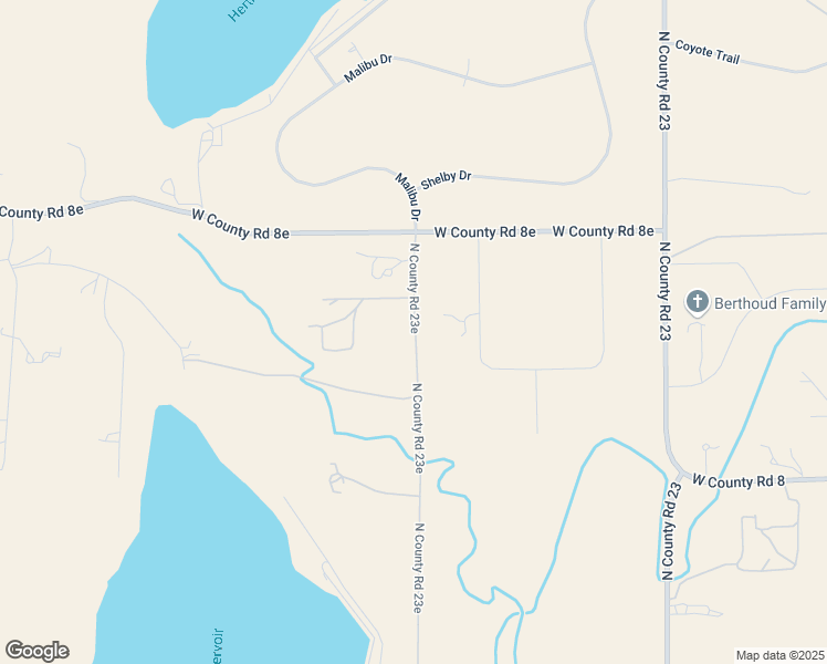 map of restaurants, bars, coffee shops, grocery stores, and more near 469 North County Road 23e in Berthoud