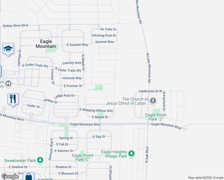 map of restaurants, bars, coffee shops, grocery stores, and more near in Eagle Mountain