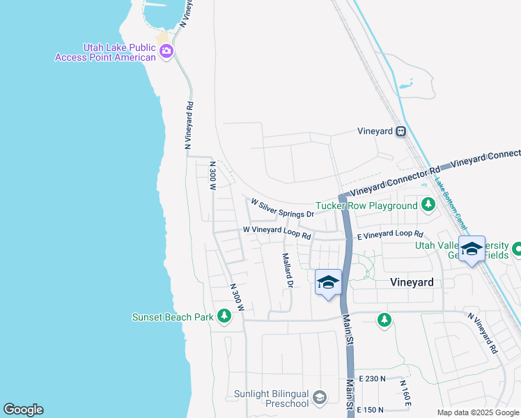 map of restaurants, bars, coffee shops, grocery stores, and more near 219 West Silver Springs Drive in Vineyard