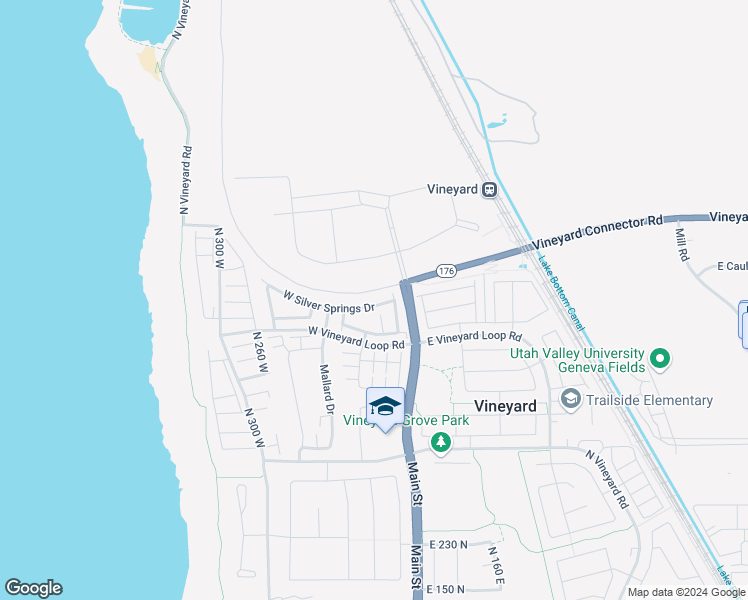 map of restaurants, bars, coffee shops, grocery stores, and more near 34 West Silver Springs Drive in Vineyard