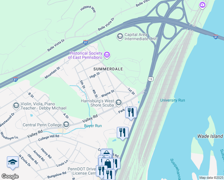 map of restaurants, bars, coffee shops, grocery stores, and more near 300 2nd Street in Summerdale