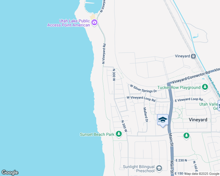 map of restaurants, bars, coffee shops, grocery stores, and more near 680 North 380 West in Vineyard