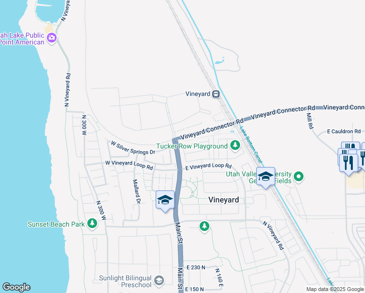 map of restaurants, bars, coffee shops, grocery stores, and more near 19 East 700 North in Vineyard