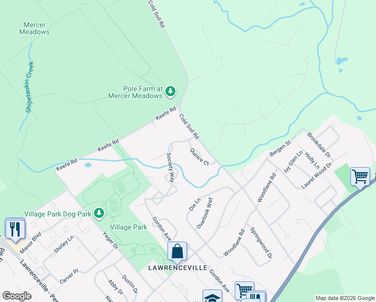 map of restaurants, bars, coffee shops, grocery stores, and more near 76 Quince Court in Trenton