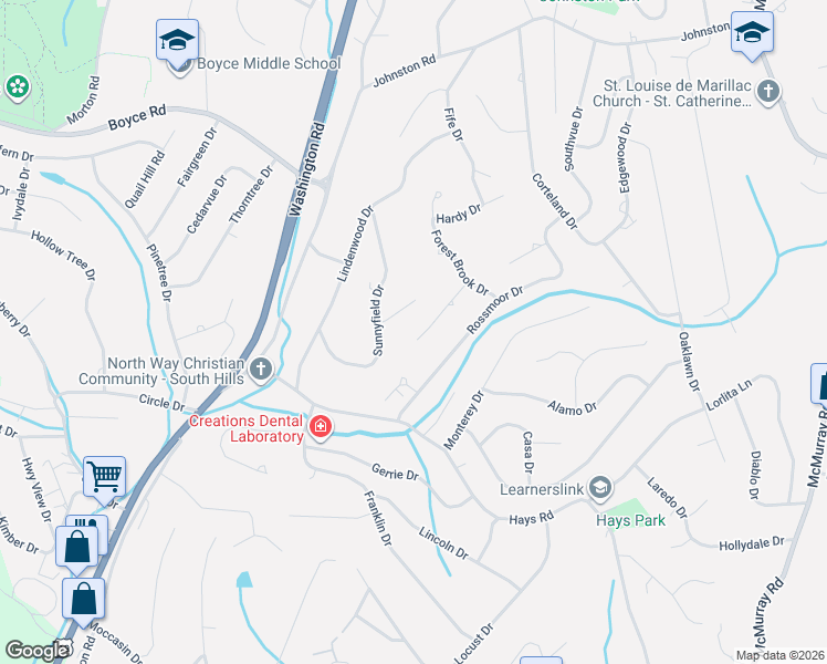 map of restaurants, bars, coffee shops, grocery stores, and more near 421 Forest Estates Drive in Pittsburgh