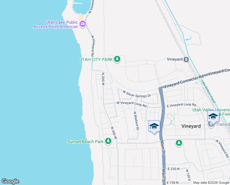 map of restaurants, bars, coffee shops, grocery stores, and more near 275 West 700 North in Vineyard