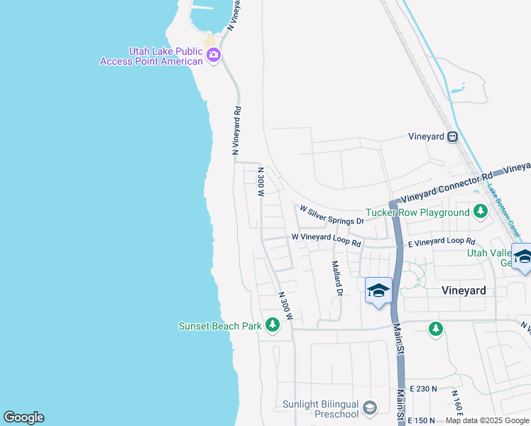 map of restaurants, bars, coffee shops, grocery stores, and more near 668 North 380 West in Vineyard