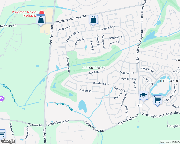map of restaurants, bars, coffee shops, grocery stores, and more near 492 Delair Road in Monroe Township