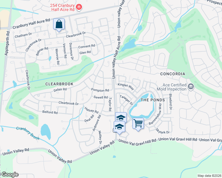 map of restaurants, bars, coffee shops, grocery stores, and more near 792E Pompton Road in Monroe Township
