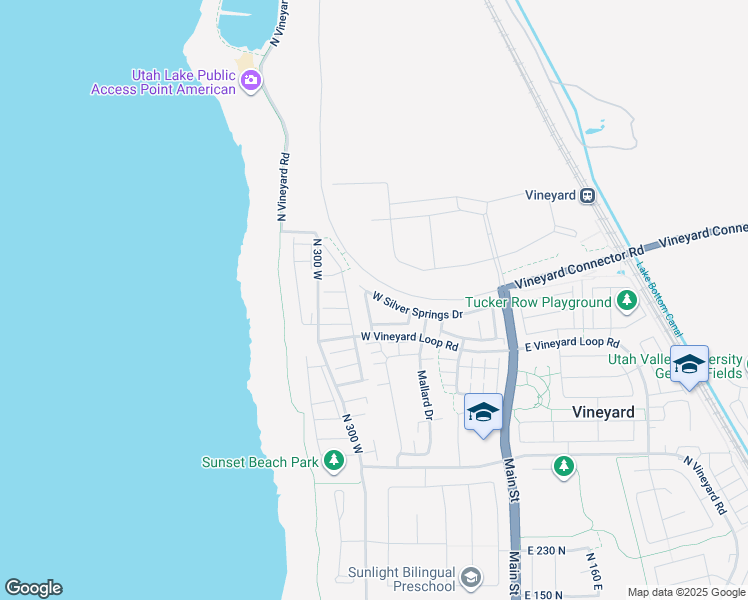 map of restaurants, bars, coffee shops, grocery stores, and more near 224 West Silver Springs Drive in Vineyard