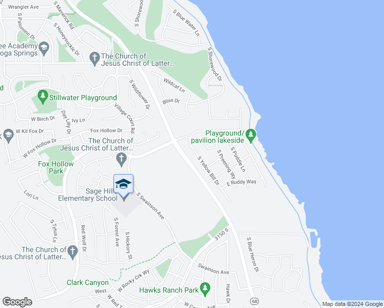 map of restaurants, bars, coffee shops, grocery stores, and more near 2919 South Yellow Bill Drive in Saratoga Springs
