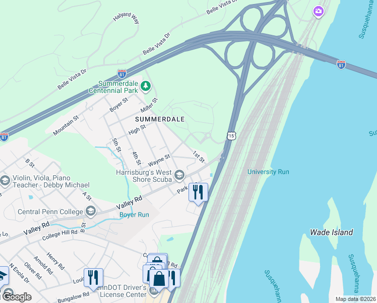 map of restaurants, bars, coffee shops, grocery stores, and more near 207 1st Street in Summerdale