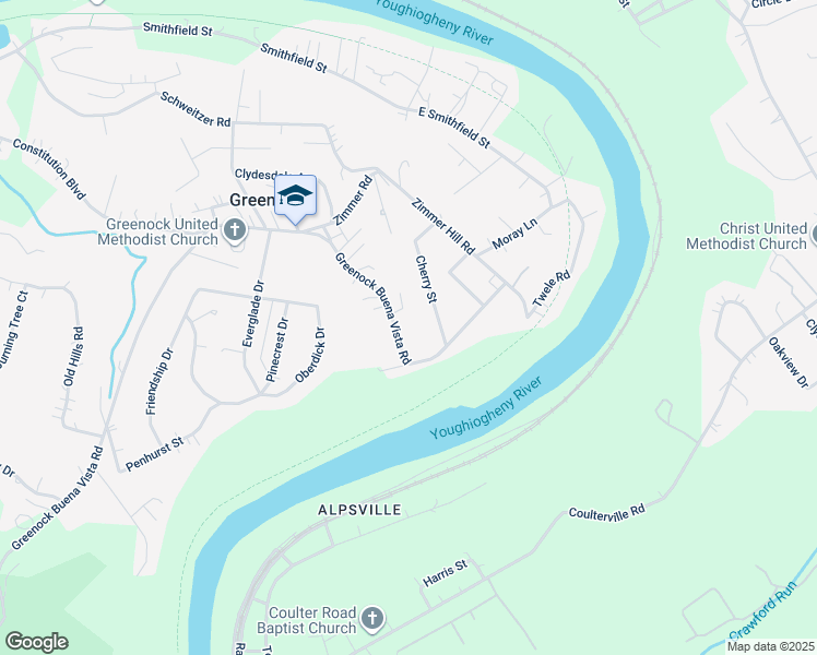 map of restaurants, bars, coffee shops, grocery stores, and more near 920 Greenock Buena Vista Road in McKeesport