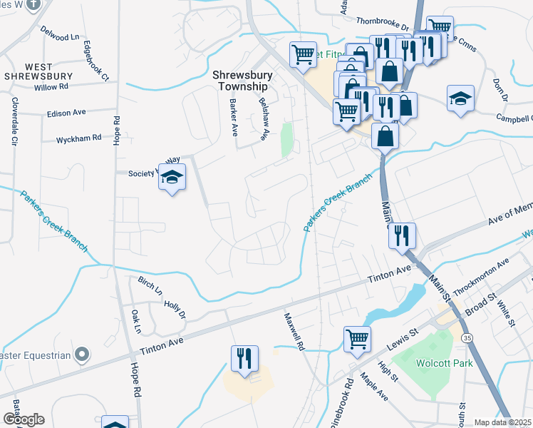 map of restaurants, bars, coffee shops, grocery stores, and more near 448 Crawford Street in Eatontown