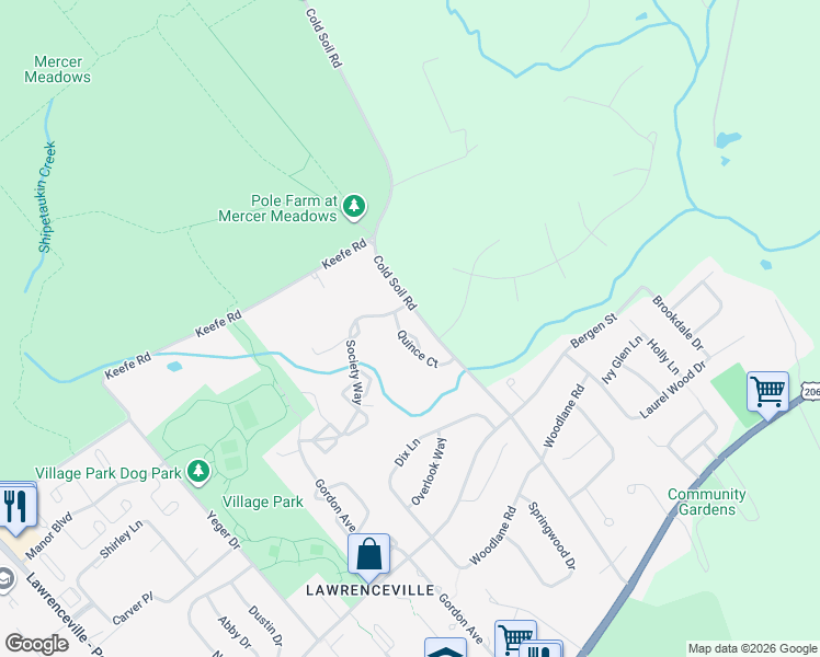 map of restaurants, bars, coffee shops, grocery stores, and more near 76 Quince Court in Trenton