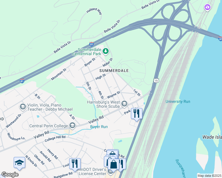 map of restaurants, bars, coffee shops, grocery stores, and more near 306 3rd Street in Cumberland County