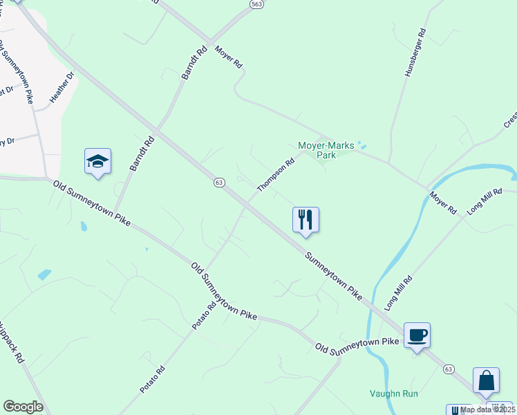 map of restaurants, bars, coffee shops, grocery stores, and more near 1270 Sumneytown Pike in Harleysville