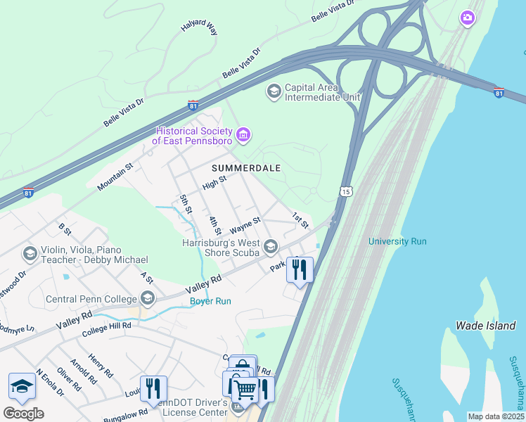 map of restaurants, bars, coffee shops, grocery stores, and more near 300 2nd Street in Cumberland County