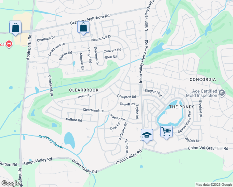 map of restaurants, bars, coffee shops, grocery stores, and more near 742A Pompton Road in Monroe Township