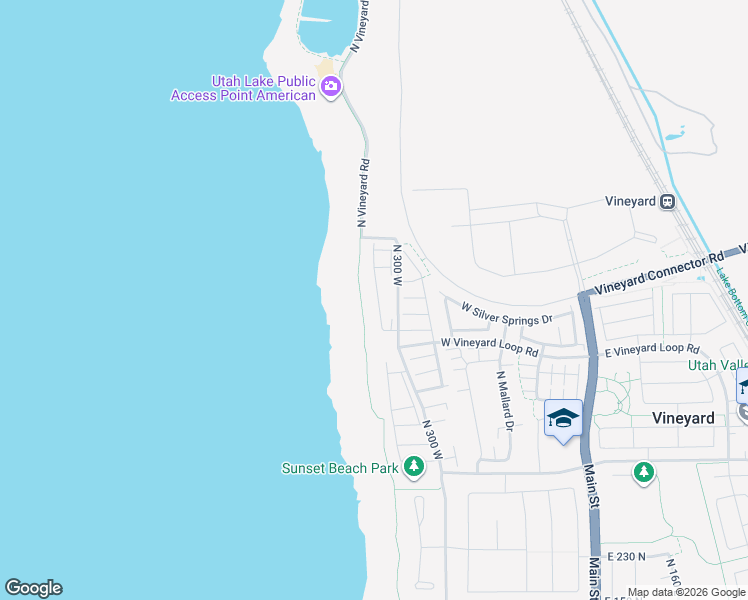 map of restaurants, bars, coffee shops, grocery stores, and more near 689 North 380 West in Vineyard