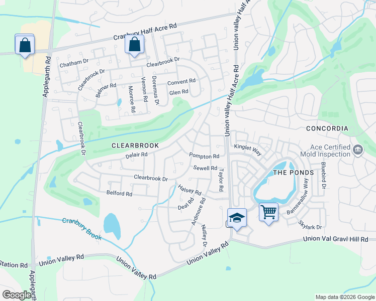 map of restaurants, bars, coffee shops, grocery stores, and more near 742A Pompton Road in Monroe Township