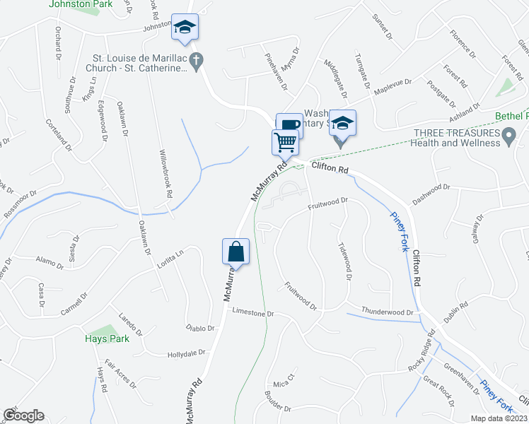 map of restaurants, bars, coffee shops, grocery stores, and more near 1270 Highfield Court in Bethel Park