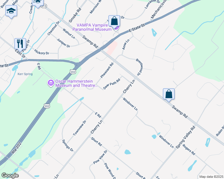 map of restaurants, bars, coffee shops, grocery stores, and more near 27 Deer Path Road in Doylestown