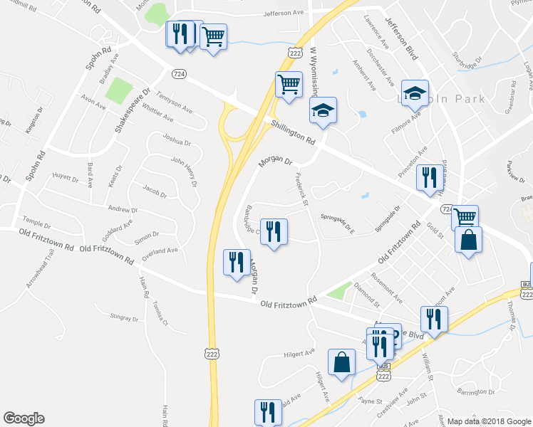 map of restaurants, bars, coffee shops, grocery stores, and more near 113 Canberra Court in Sinking Spring
