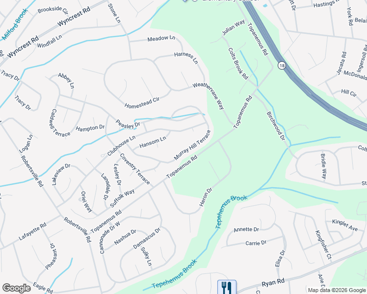 map of restaurants, bars, coffee shops, grocery stores, and more near 57 Murray Hill Terrace in Marlboro