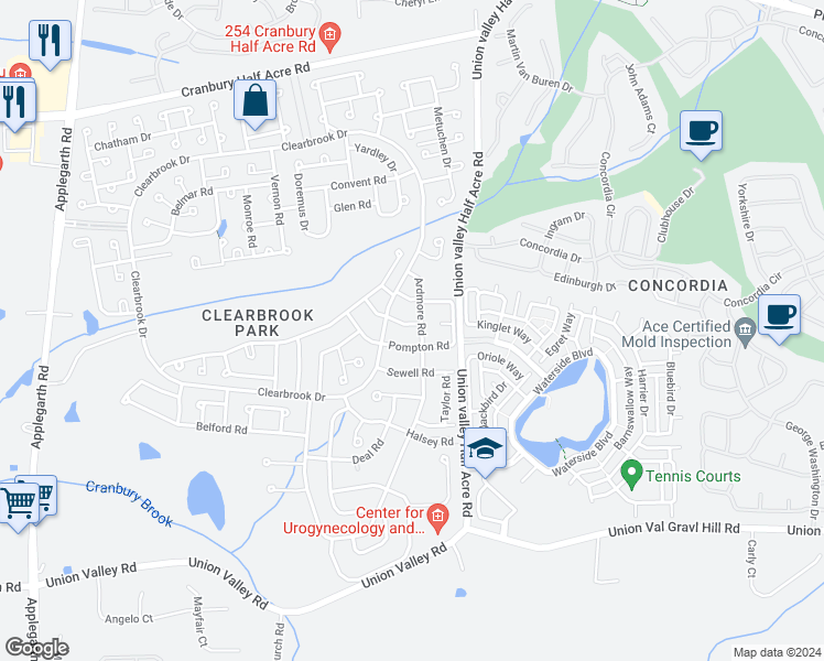 map of restaurants, bars, coffee shops, grocery stores, and more near 795B Sparta Road in Monroe Township