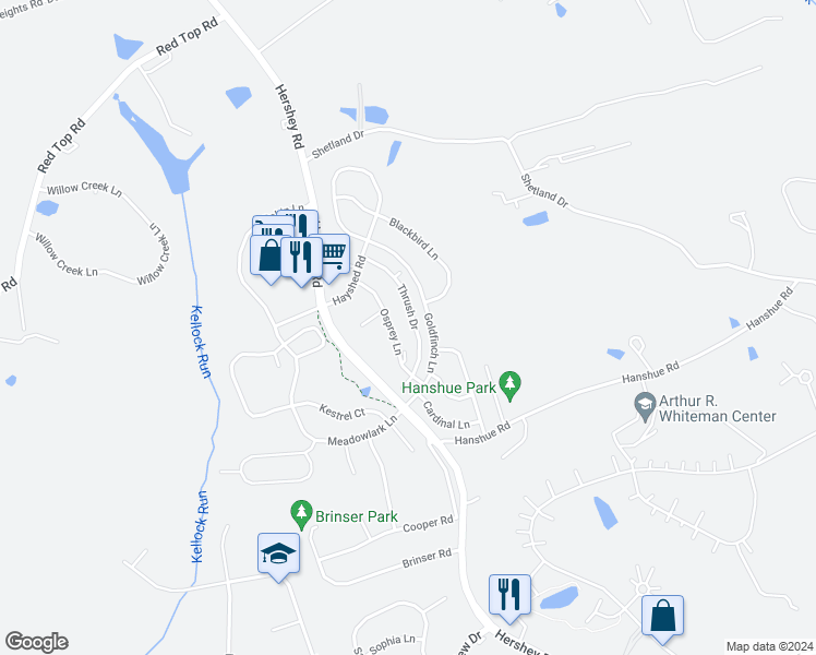 map of restaurants, bars, coffee shops, grocery stores, and more near 275 Thrush Drive in Hummelstown