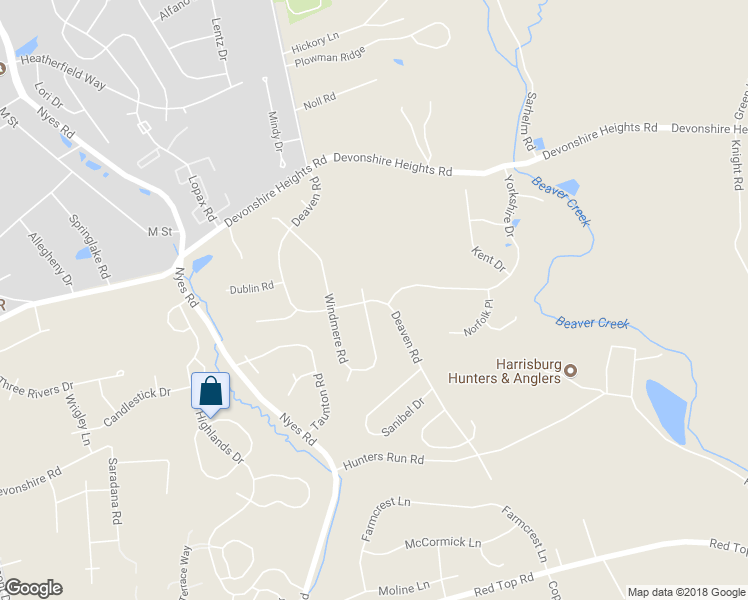 map of restaurants, bars, coffee shops, grocery stores, and more near 368 Deaven Road in Harrisburg