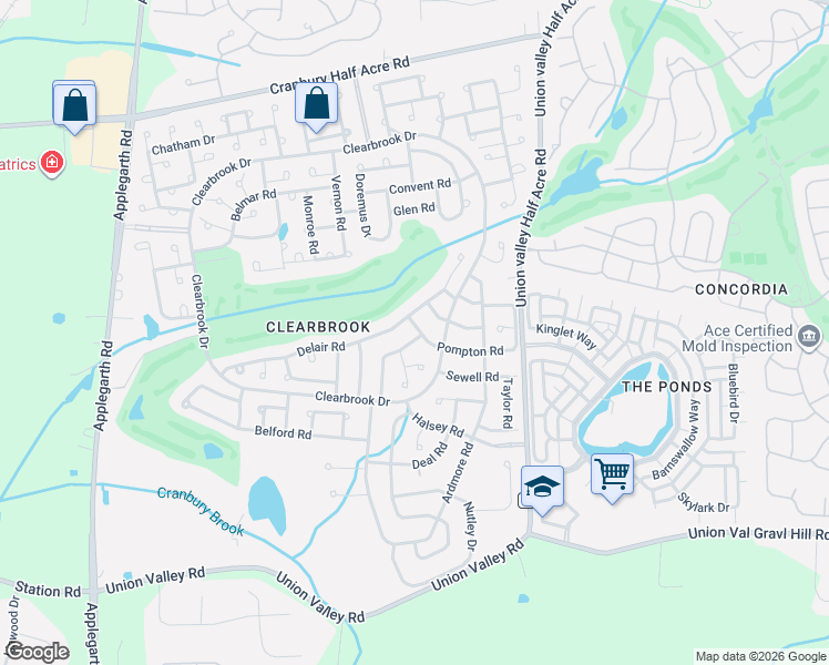 map of restaurants, bars, coffee shops, grocery stores, and more near 714C Delair Road in Monroe Township