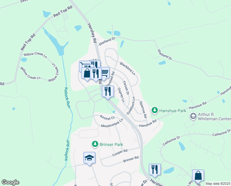 map of restaurants, bars, coffee shops, grocery stores, and more near 116 Hawk Court in Hummelstown