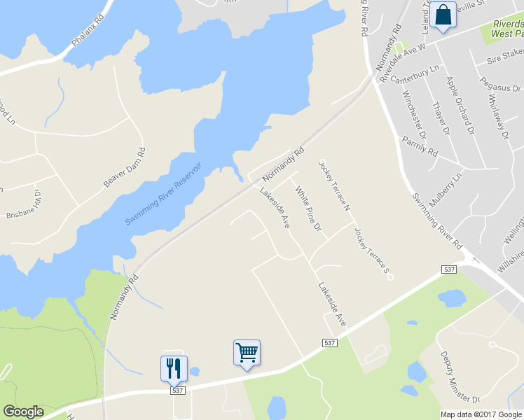 map of restaurants, bars, coffee shops, grocery stores, and more near 92 Galloping Hill Road in Monmouth County