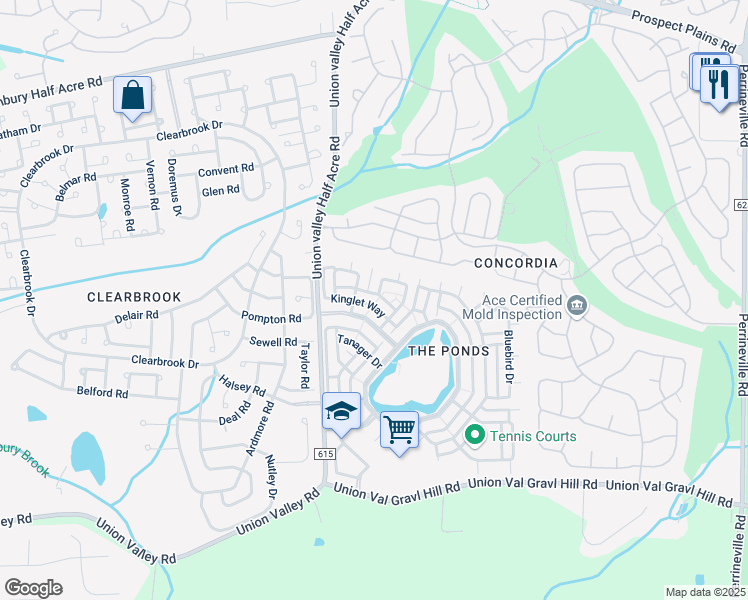 map of restaurants, bars, coffee shops, grocery stores, and more near 246 Nighthawk Drive in Monroe Township