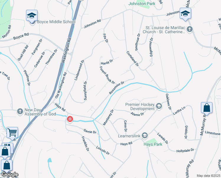 map of restaurants, bars, coffee shops, grocery stores, and more near 2632 Rossmoor Drive in Pittsburgh
