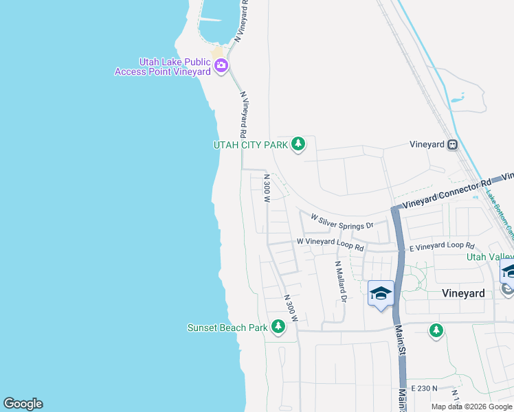 map of restaurants, bars, coffee shops, grocery stores, and more near 690 North 380 West in Vineyard