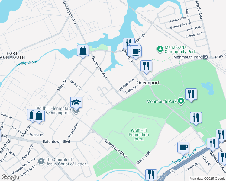 map of restaurants, bars, coffee shops, grocery stores, and more near 14 Oceanport Avenue in Oceanport