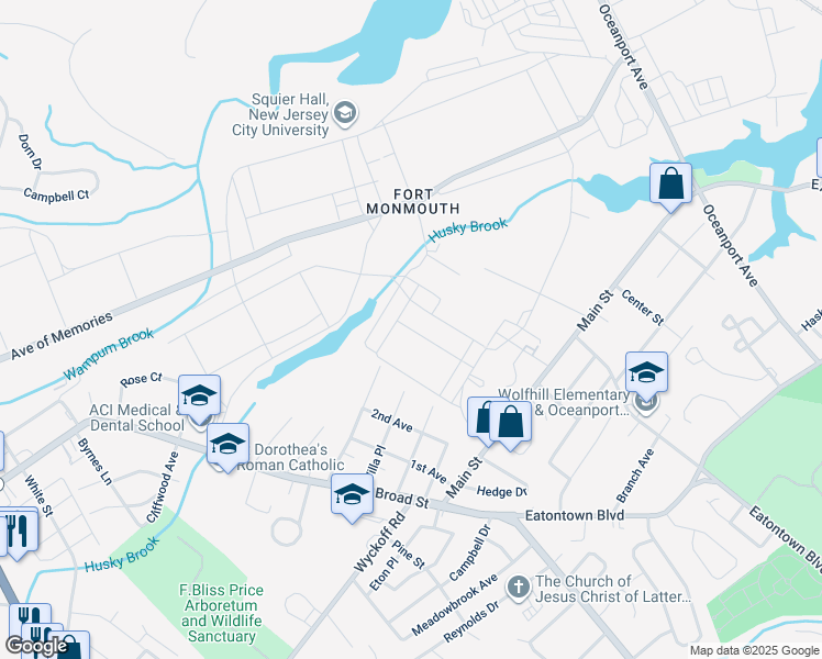 map of restaurants, bars, coffee shops, grocery stores, and more near Tindell Avenue in Oceanport