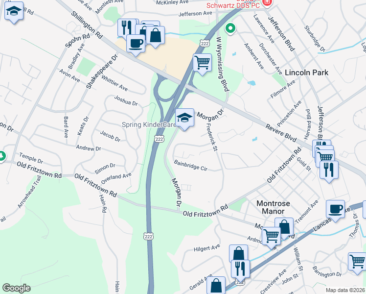 map of restaurants, bars, coffee shops, grocery stores, and more near 113 Canberra Court in Sinking Spring