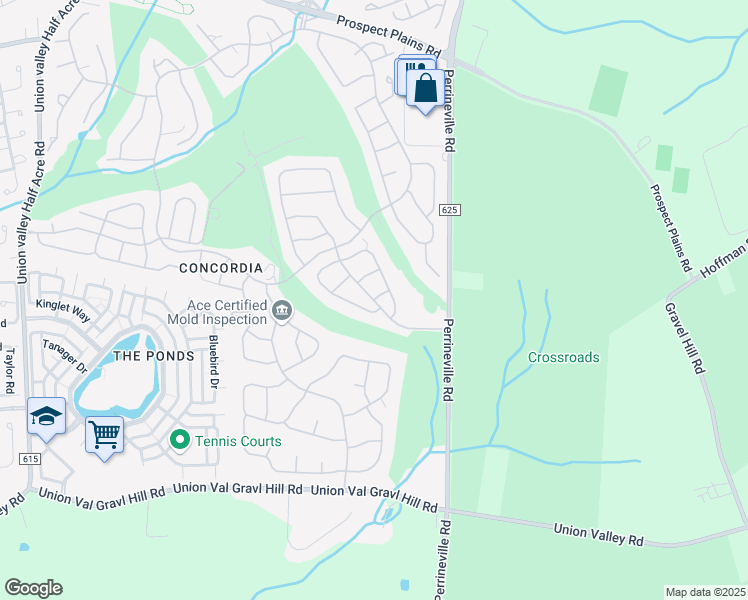 map of restaurants, bars, coffee shops, grocery stores, and more near Cottingham Drive in Monroe Township
